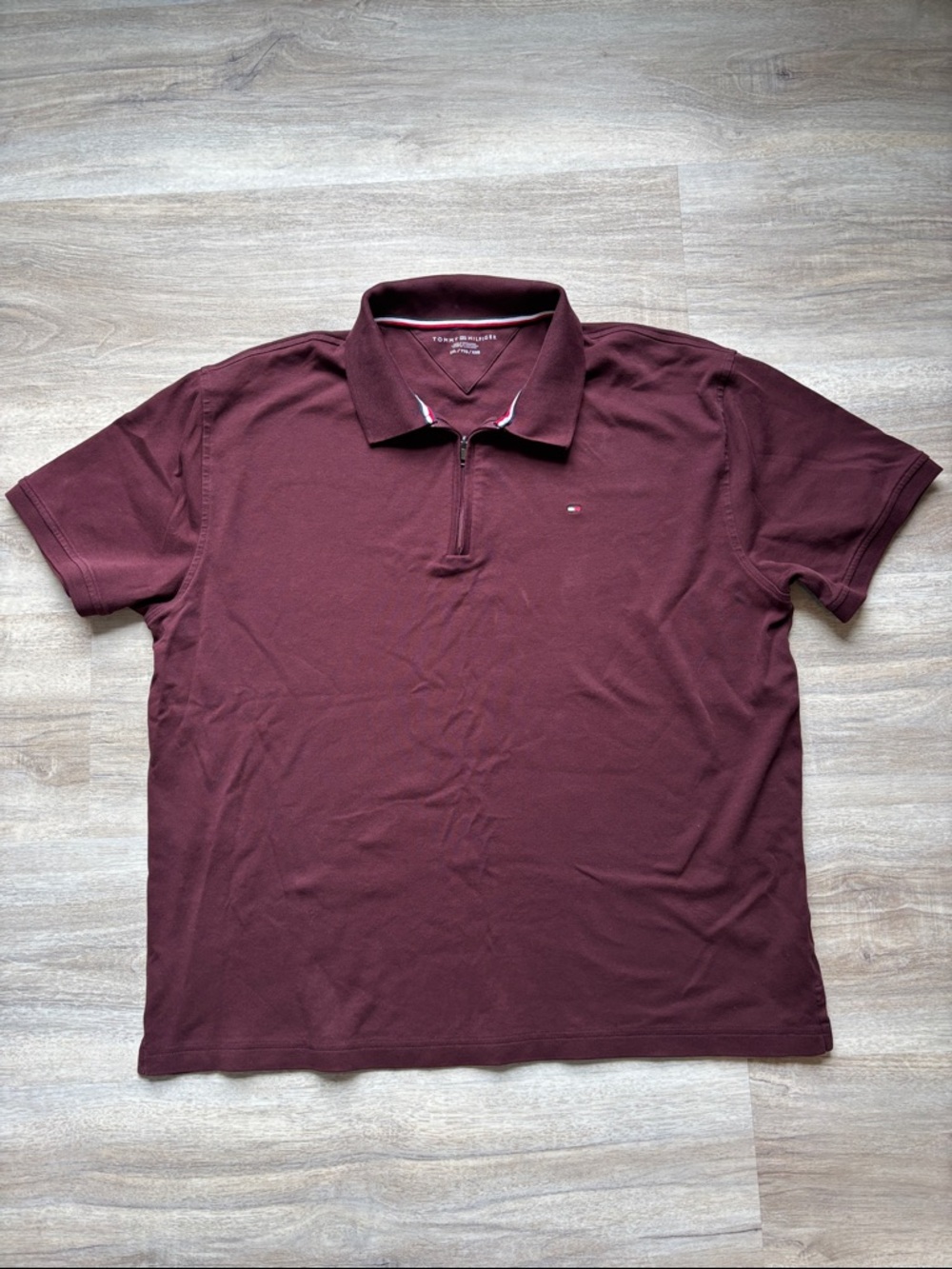 Tommy Hilfiger Like New XXL Dark Red Polo Shirt With Zipper Collar